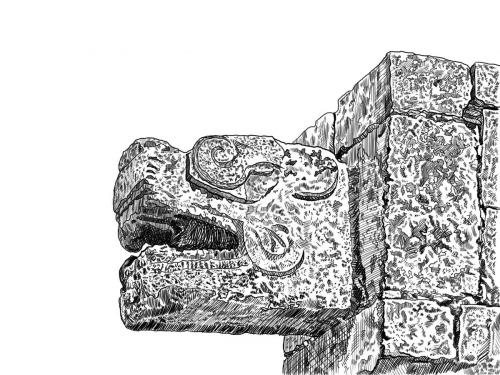 Detail, Temple of Skulls, Chichen Itza.